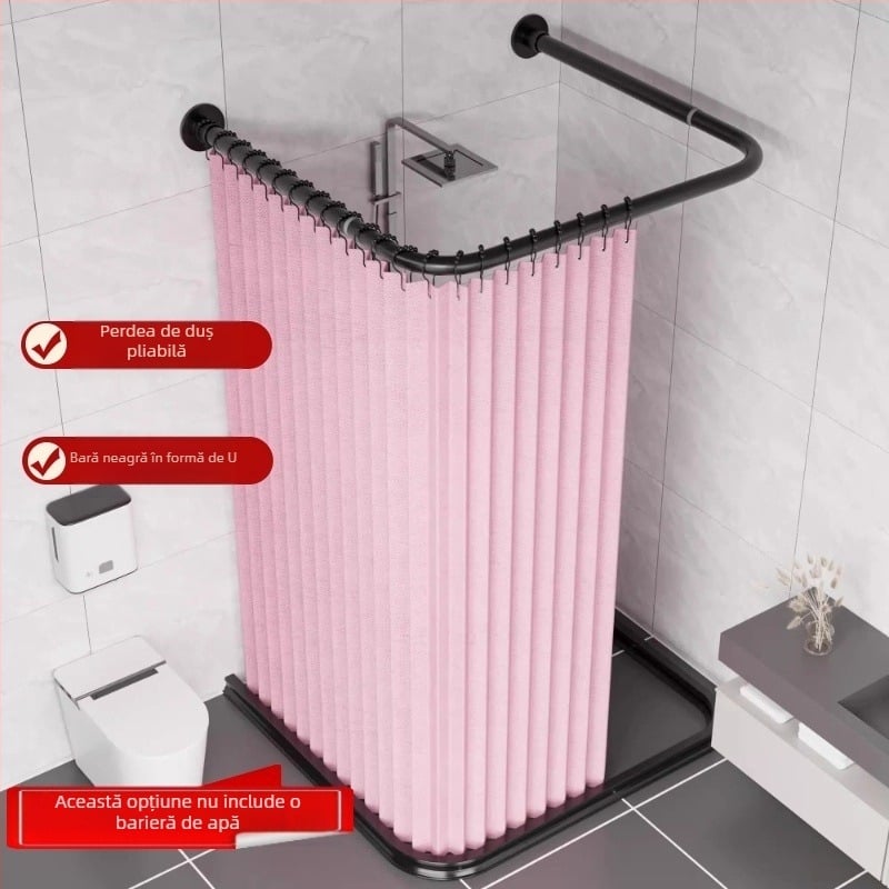 Perdea de duș pliabilă în formă de U, perdea de duș magnetică invizibilă, fără perforații, costum de perdea de duș Arc Hygienic