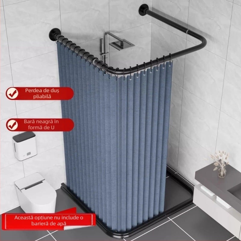 Perdea de duș pliabilă în formă de U, perdea de duș magnetică invizibilă, fără perforații, costum de perdea de duș Arc Hygienic