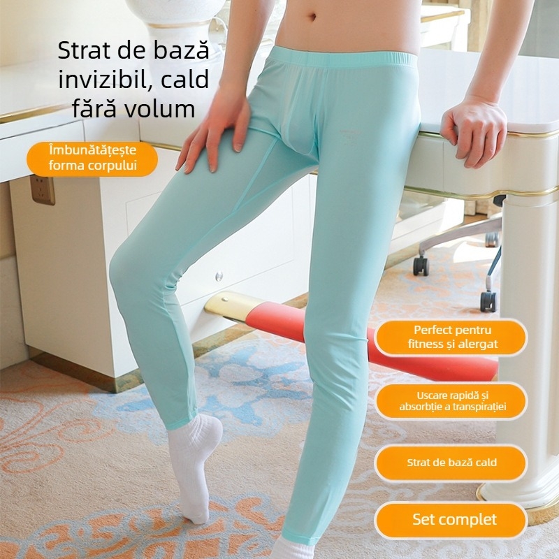 Pantaloni lungi noi pentru bărbați, calzi, strâmți, respirabili, din mătase de gheață, sexy, elastici, prietenoși cu pielea, yoga, sport, fitness, lenjerie intimă, en-gros