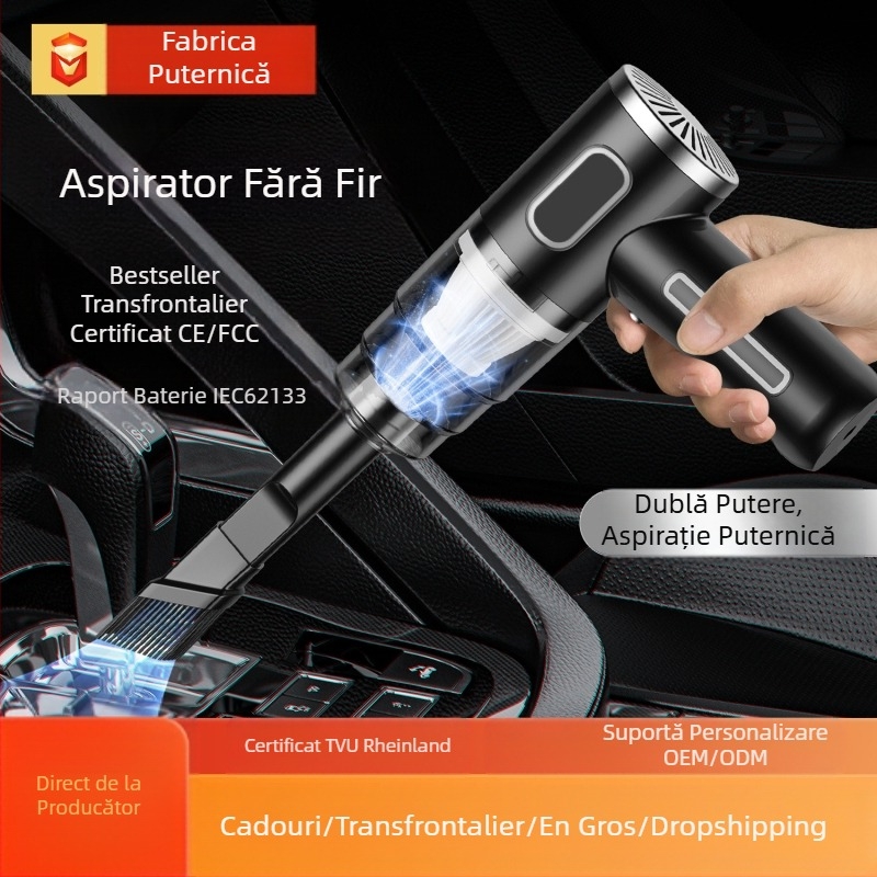 Aspirator portabil wireless portabil pentru mașină, aspirator mare reîncărcabil pentru mașină, mini aspirator transfrontalier