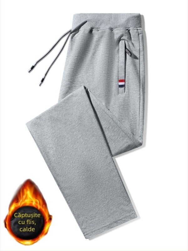 Pantaloni jogger sport pentru bărbați, stil casual de toamnă și iarnă, cu căptușeală din fleece pentru rezistență la căldură și frig, pantaloni lungi care sporesc înălțimea cu fleece și căptușeală îngroșată