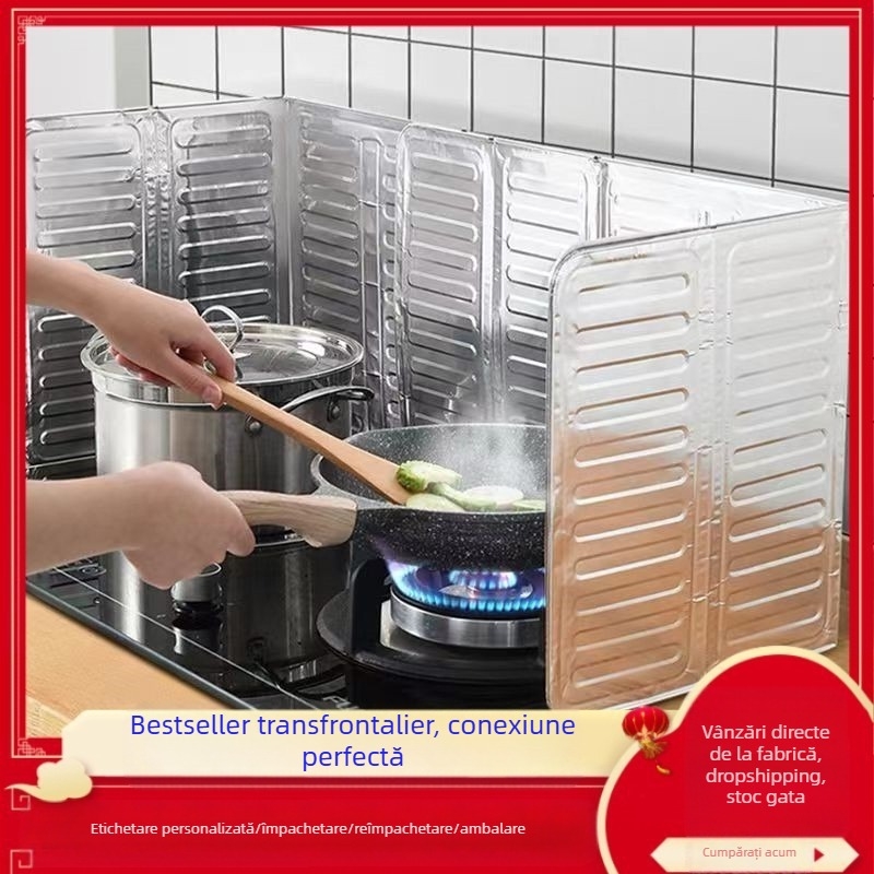 Deflector rezistent la ulei de gătit pentru bucătărie, deflector anti-stropire cu ulei pentru aragaz de uz casnic, placă de izolație termică din folie de aluminiu pentru aragaz pe gaz, placă rezistentă la ulei