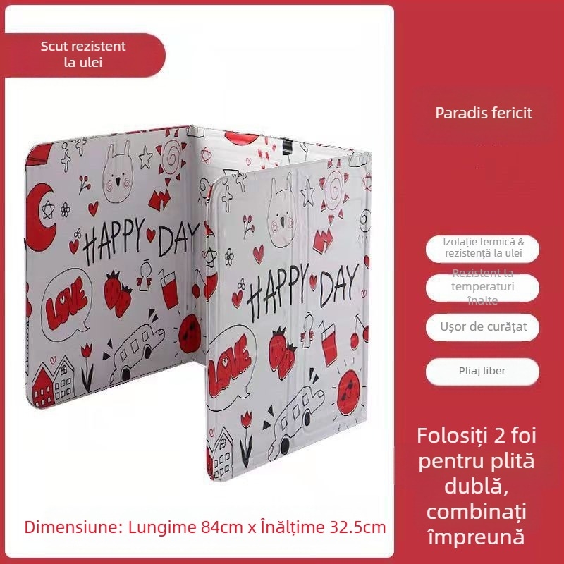 Deflector rezistent la ulei de gătit pentru bucătărie, deflector anti-stropire cu ulei pentru aragaz de uz casnic, placă de izolație termică din folie de aluminiu pentru aragaz pe gaz, placă rezistentă la ulei