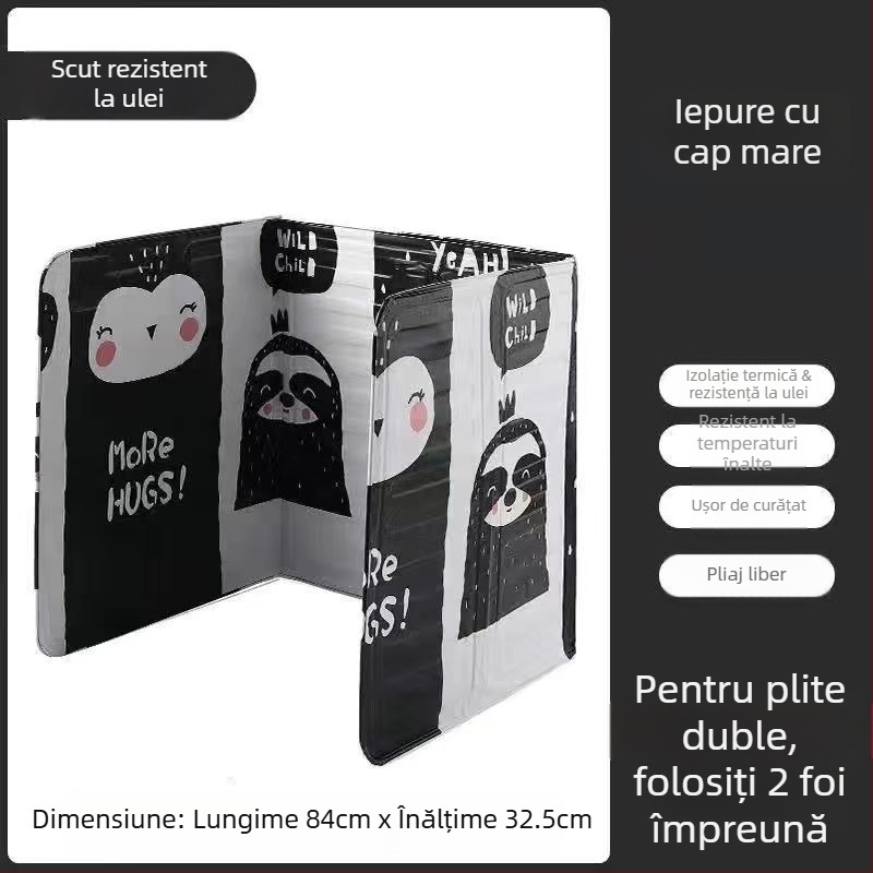 Deflector rezistent la ulei de gătit pentru bucătărie, deflector anti-stropire cu ulei pentru aragaz de uz casnic, placă de izolație termică din folie de aluminiu pentru aragaz pe gaz, placă rezistentă la ulei