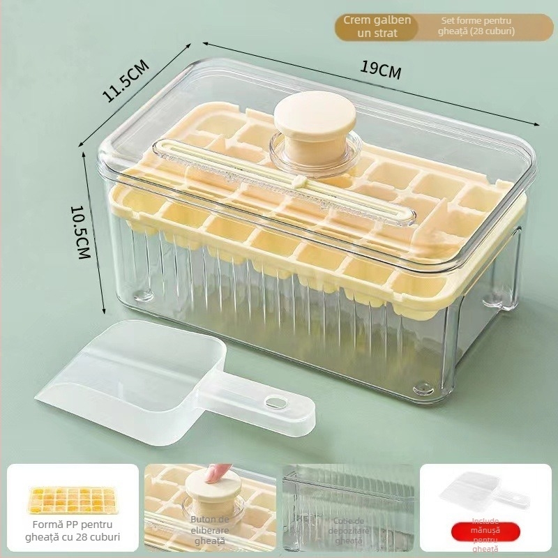 Frigider de uz casnic de tip presă cu capac Ice Cube Ice Table Ușor de demontat Silicon Ice Maker Mold Ice Ball Ice Cube Frozen Ice Maker Mold