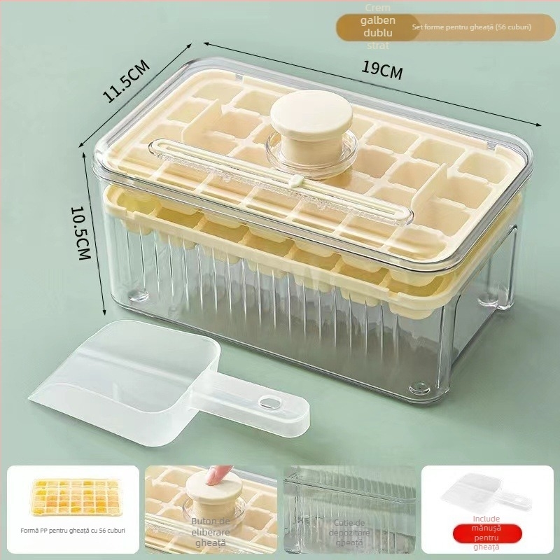 Frigider de uz casnic de tip presă cu capac Ice Cube Ice Table Ușor de demontat Silicon Ice Maker Mold Ice Ball Ice Cube Frozen Ice Maker Mold