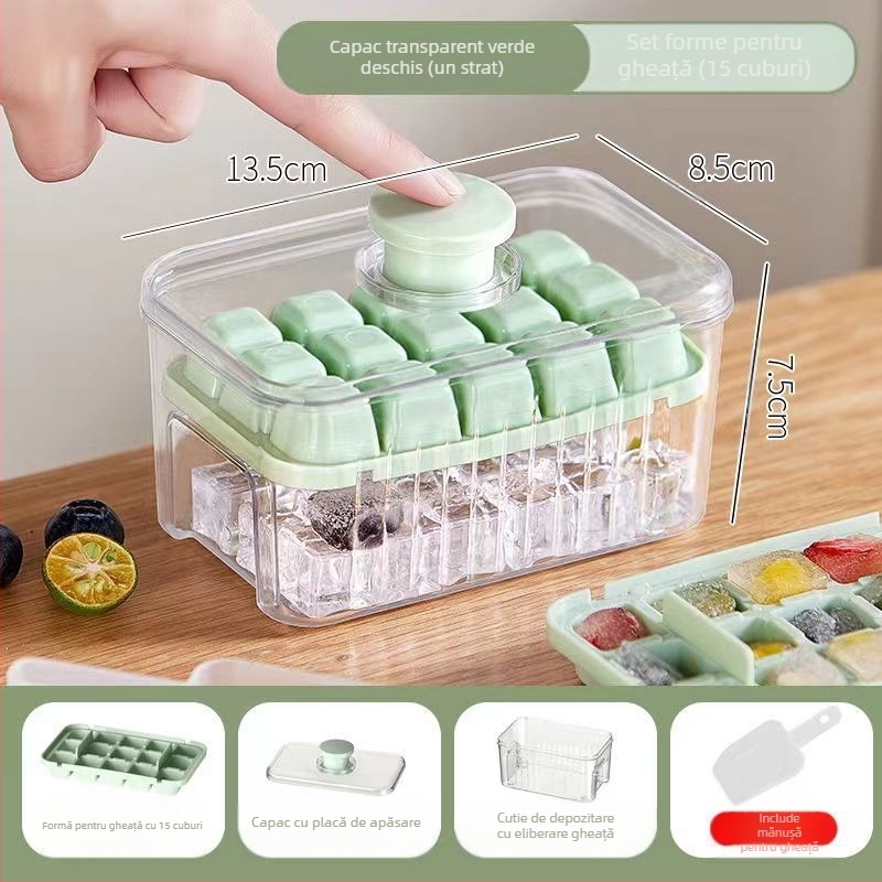 Frigider de uz casnic de tip presă cu capac Ice Cube Ice Table Ușor de demontat Silicon Ice Maker Mold Ice Ball Ice Cube Frozen Ice Maker Mold