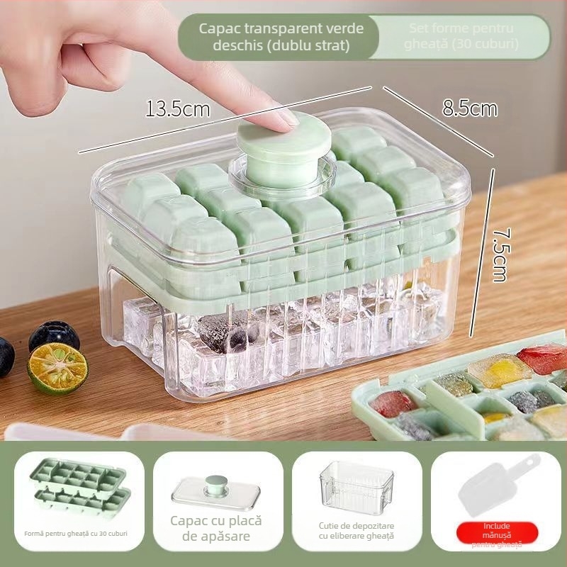 Frigider de uz casnic de tip presă cu capac Ice Cube Ice Table Ușor de demontat Silicon Ice Maker Mold Ice Ball Ice Cube Frozen Ice Maker Mold