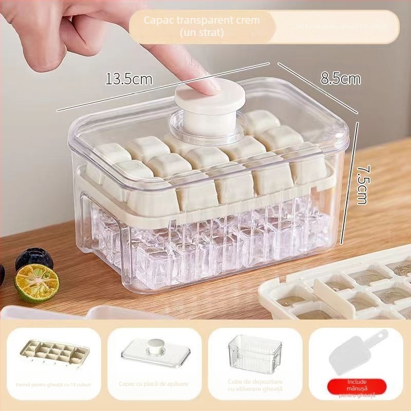 Frigider de uz casnic de tip presă cu capac Ice Cube Ice Table Ușor de demontat Silicon Ice Maker Mold Ice Ball Ice Cube Frozen Ice Maker Mold