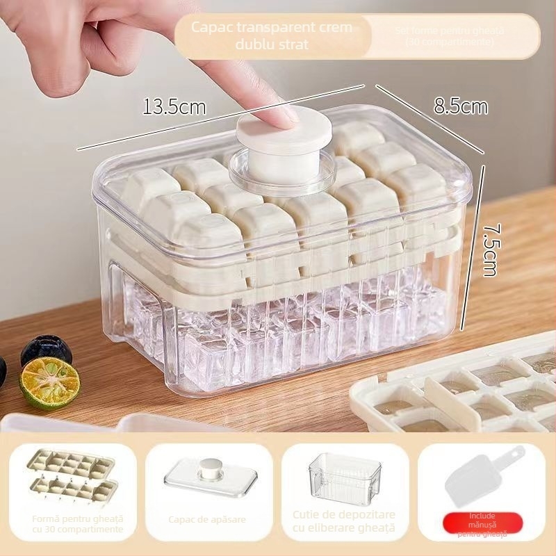 Frigider de uz casnic de tip presă cu capac Ice Cube Ice Table Ușor de demontat Silicon Ice Maker Mold Ice Ball Ice Cube Frozen Ice Maker Mold