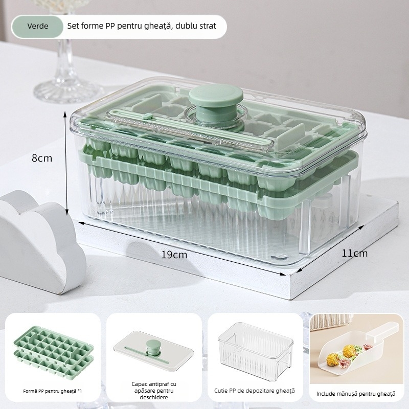 Frigider de uz casnic de tip presă cu capac Ice Cube Ice Table Ușor de demontat Silicon Ice Maker Mold Ice Ball Ice Cube Frozen Ice Maker Mold