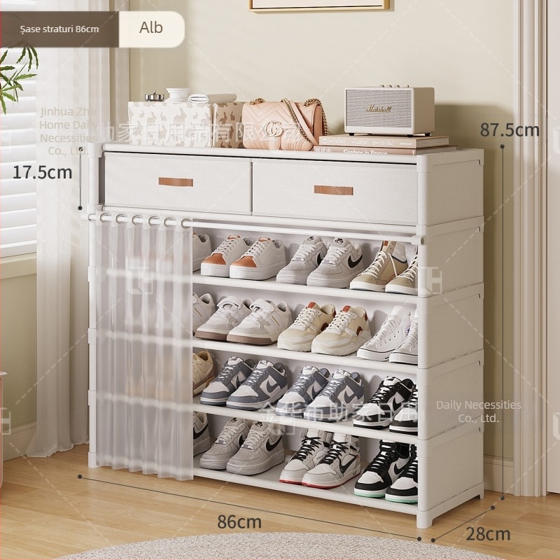 Suport pentru pantofi pentru intrarea în casă, dulap de depozitare a pantofilor cu mai multe straturi și sertare, dulap simplu pentru pantofi pentru locuințe de închiriat, nu ocupă spațiu