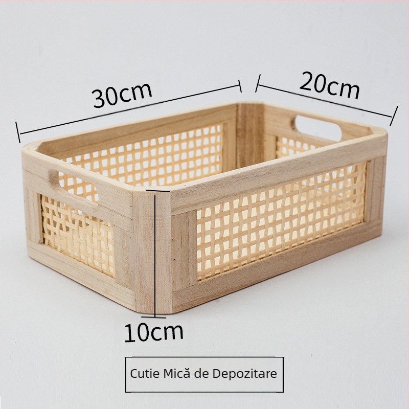Coș de depozitare retro pentru cărți transfrontaliere, cutie de depozitare din lemn din bambus, coș de depozitare pentru gustări, cosmetice, depozitare, organizator de depozitare