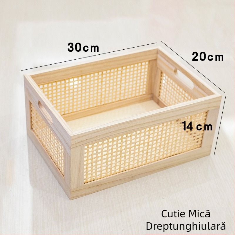 Coș de depozitare retro pentru cărți transfrontaliere, cutie de depozitare din lemn din bambus, coș de depozitare pentru gustări, cosmetice, depozitare, organizator de depozitare