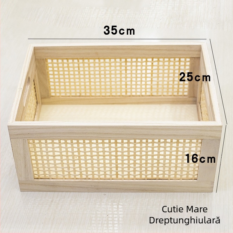 Coș de depozitare retro pentru cărți transfrontaliere, cutie de depozitare din lemn din bambus, coș de depozitare pentru gustări, cosmetice, depozitare, organizator de depozitare