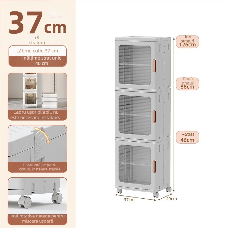 Dulap de depozitare pentru living, dulap pliabil pentru jucării, fără instalare, pentru copii, dulap de depozitare pentru gustări, dulap de depozitare din plastic