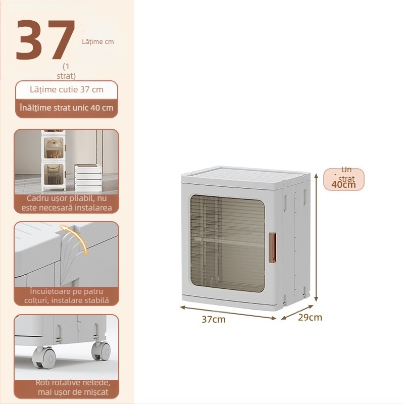 Dulap de depozitare pentru living, dulap pliabil pentru jucării, fără instalare, pentru copii, dulap de depozitare pentru gustări, dulap de depozitare din plastic