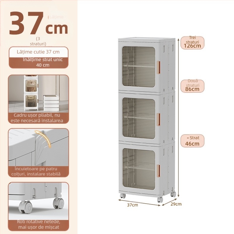 Dulap de depozitare pentru living, dulap pliabil pentru jucării, fără instalare, pentru copii, dulap de depozitare pentru gustări, dulap de depozitare din plastic