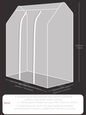 Husă dublă pentru umerașe, înaltă și joasă, pentru dormitor, tip podea, rezistentă la praf, husă transparentă pentru haine, husă anti-praf, depozitare haine
