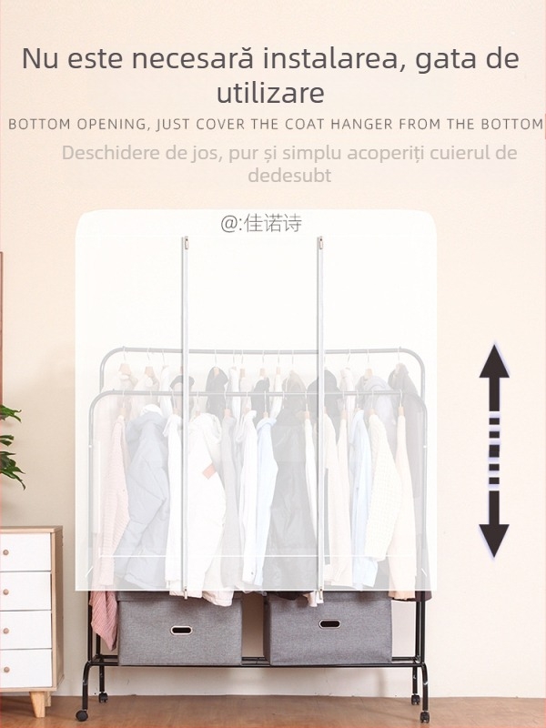 Husă dublă pentru umerașe, înaltă și joasă, pentru dormitor, tip podea, rezistentă la praf, husă transparentă pentru haine, husă anti-praf, depozitare haine