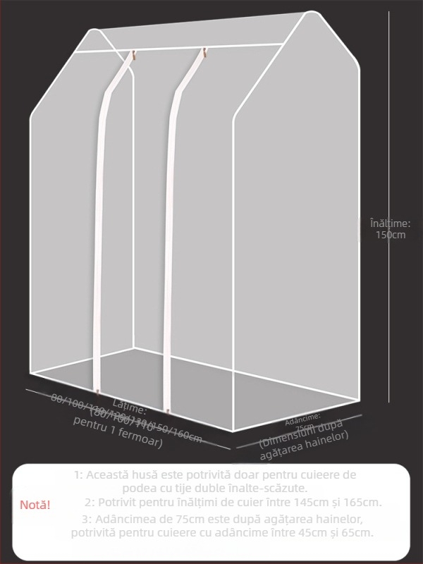 Husă dublă pentru umerașe, înaltă și joasă, pentru dormitor, tip podea, rezistentă la praf, husă transparentă pentru haine, husă anti-praf, depozitare haine