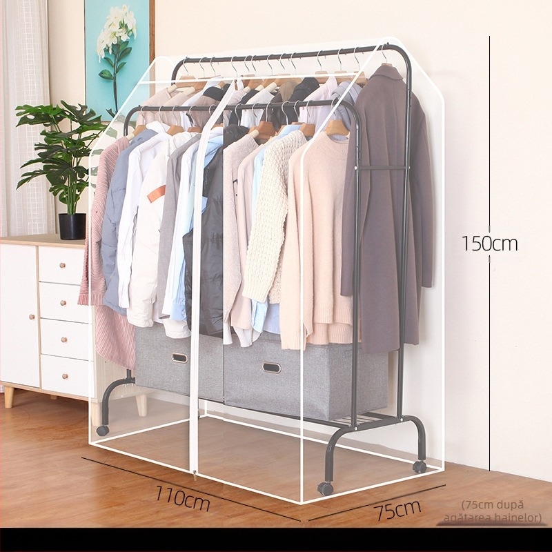 Husă dublă pentru umerașe, înaltă și joasă, pentru dormitor, tip podea, rezistentă la praf, husă transparentă pentru haine, husă anti-praf, depozitare haine
