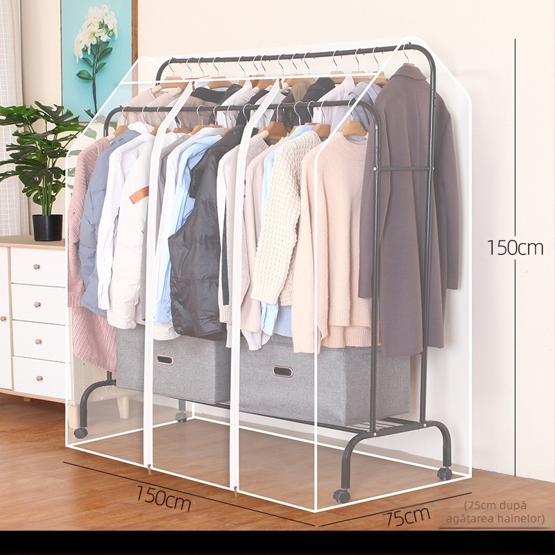 Husă dublă pentru umerașe, înaltă și joasă, pentru dormitor, tip podea, rezistentă la praf, husă transparentă pentru haine, husă anti-praf, depozitare haine