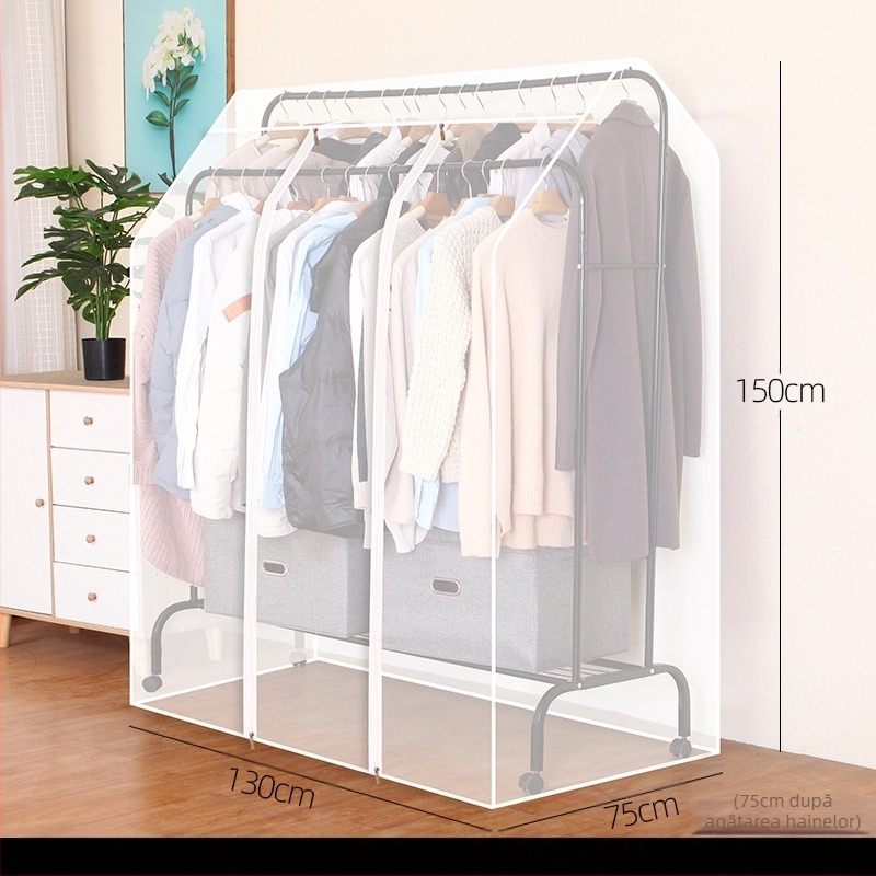 Husă dublă pentru umerașe, înaltă și joasă, pentru dormitor, tip podea, rezistentă la praf, husă transparentă pentru haine, husă anti-praf, depozitare haine