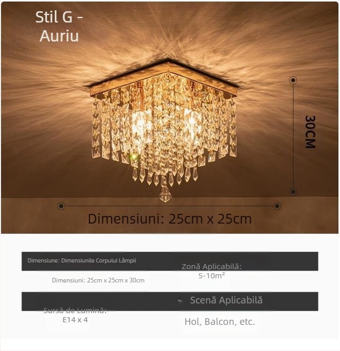 Export de lampă Zhongshan, lampă de tavan LED cu LED-uri, restaurant clasic din cristal, dormitor cald, verandă, culoar, en-gros