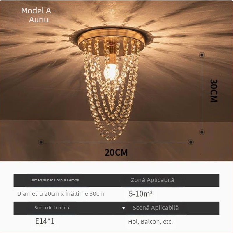 Export de lampă Zhongshan, lampă de tavan LED cu LED-uri, restaurant clasic din cristal, dormitor cald, verandă, culoar, en-gros