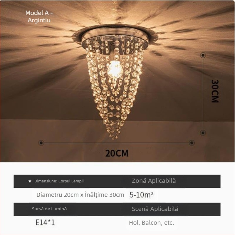 Export de lampă Zhongshan, lampă de tavan LED cu LED-uri, restaurant clasic din cristal, dormitor cald, verandă, culoar, en-gros