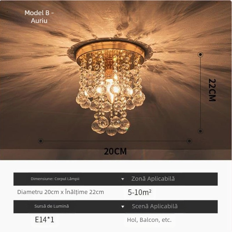 Export de lampă Zhongshan, lampă de tavan LED cu LED-uri, restaurant clasic din cristal, dormitor cald, verandă, culoar, en-gros