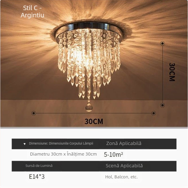Export de lampă Zhongshan, lampă de tavan LED cu LED-uri, restaurant clasic din cristal, dormitor cald, verandă, culoar, en-gros