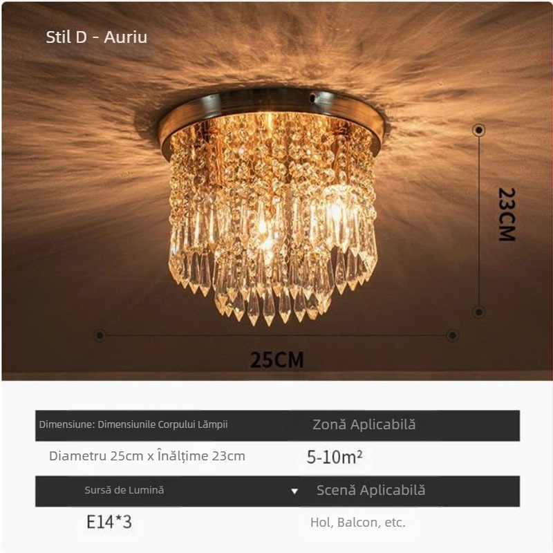 Export de lampă Zhongshan, lampă de tavan LED cu LED-uri, restaurant clasic din cristal, dormitor cald, verandă, culoar, en-gros