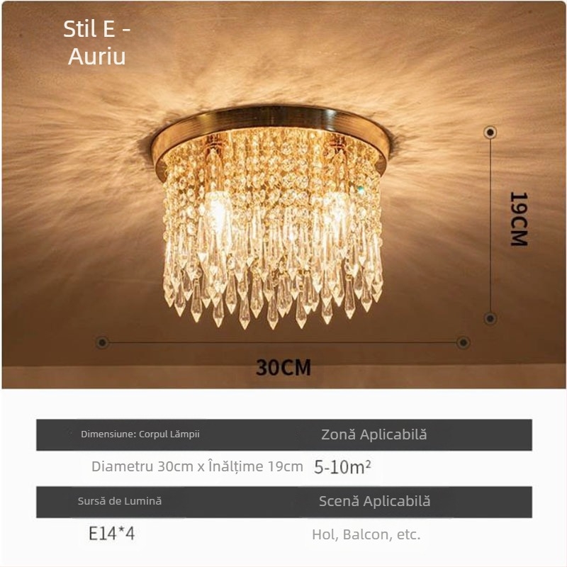 Export de lampă Zhongshan, lampă de tavan LED cu LED-uri, restaurant clasic din cristal, dormitor cald, verandă, culoar, en-gros