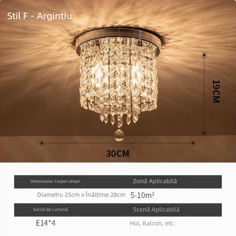 Export de lampă Zhongshan, lampă de tavan LED cu LED-uri, restaurant clasic din cristal, dormitor cald, verandă, culoar, en-gros