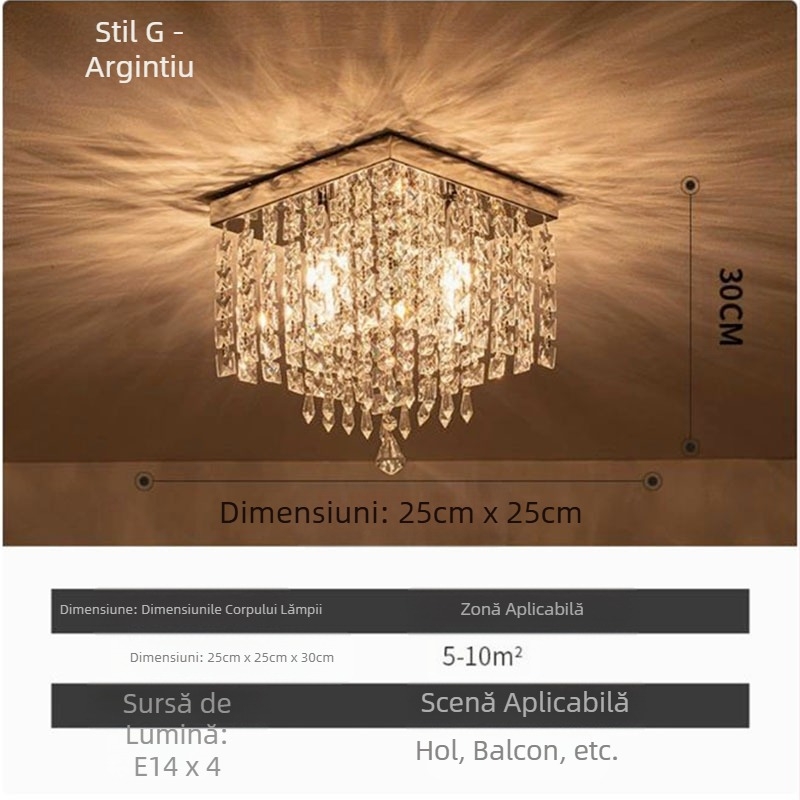 Export de lampă Zhongshan, lampă de tavan LED cu LED-uri, restaurant clasic din cristal, dormitor cald, verandă, culoar, en-gros