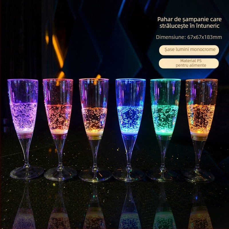 Pahar luminos cu LED-uri creative, pahar de șampanie pentru bar, pahar de vin din plastic, cocktail, calitate alimentară, cadou de Crăciun