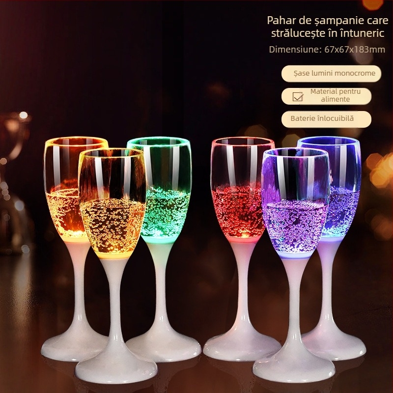 Pahar luminos cu LED-uri creative, pahar de șampanie pentru bar, pahar de vin din plastic, cocktail, calitate alimentară, cadou de Crăciun