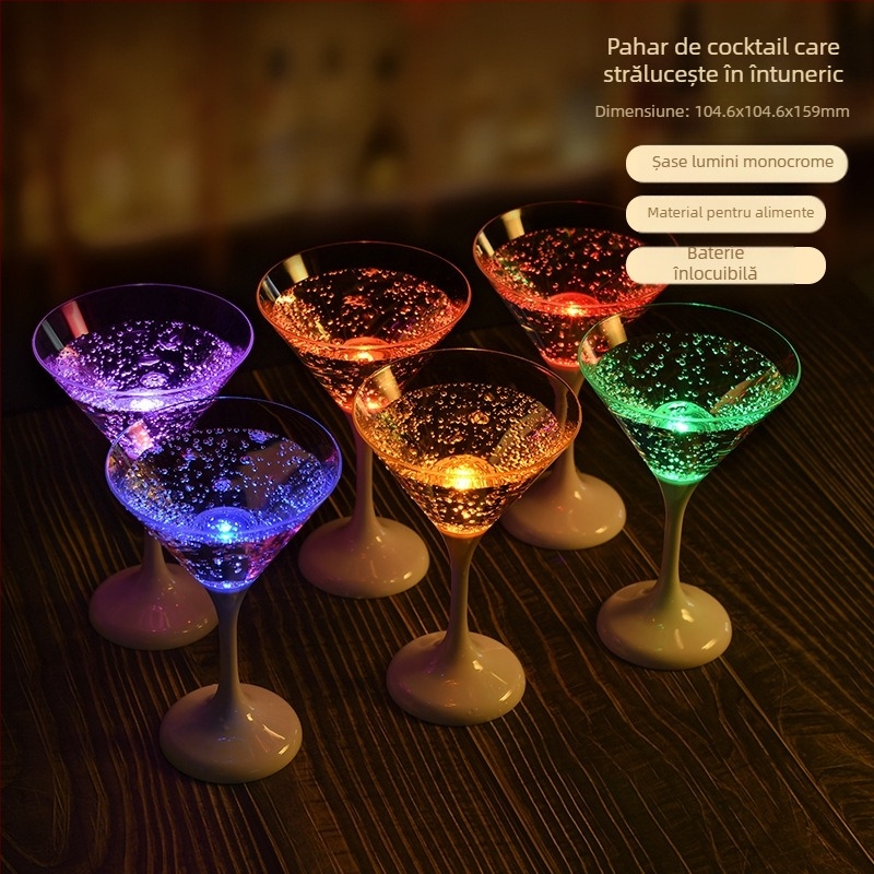Pahar luminos cu LED-uri creative, pahar de șampanie pentru bar, pahar de vin din plastic, cocktail, calitate alimentară, cadou de Crăciun
