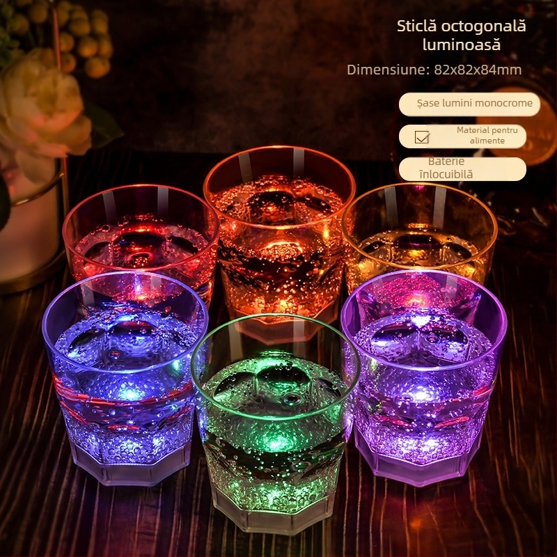 Pahar luminos cu LED-uri creative, pahar de șampanie pentru bar, pahar de vin din plastic, cocktail, calitate alimentară, cadou de Crăciun