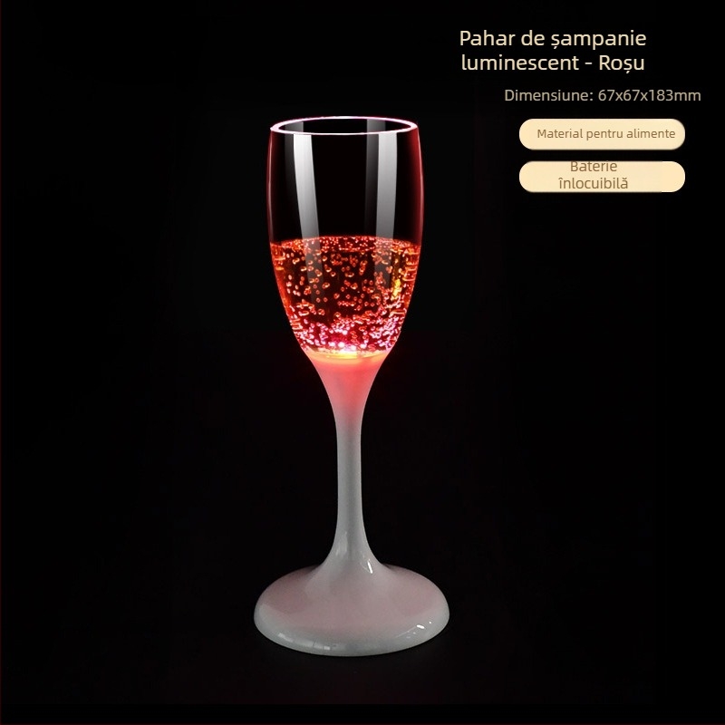 Pahar luminos cu LED-uri creative, pahar de șampanie pentru bar, pahar de vin din plastic, cocktail, calitate alimentară, cadou de Crăciun