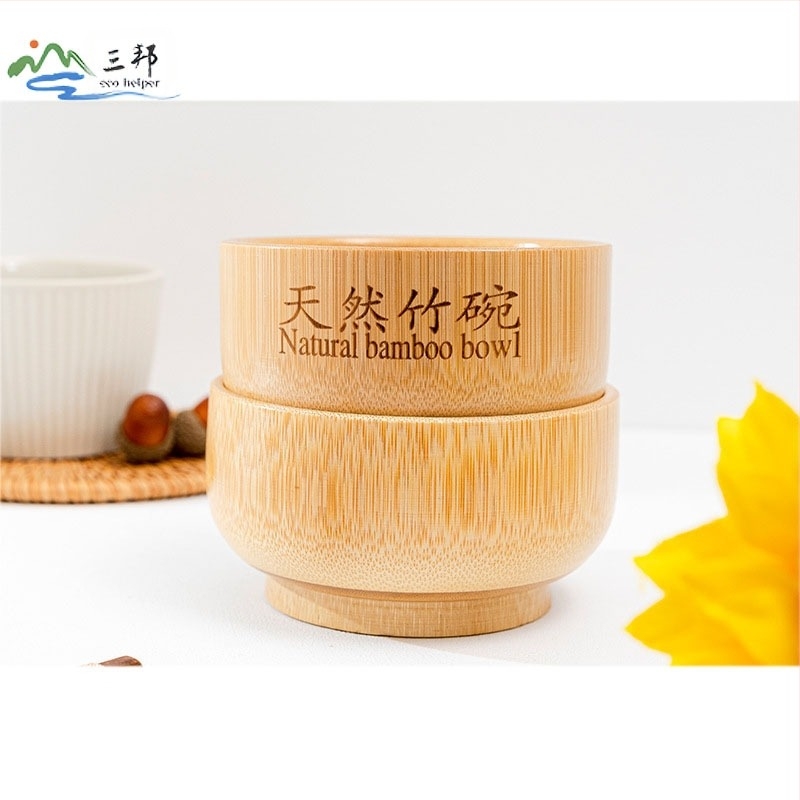 Bol de salată din lemn de salcâm pentru uz casnic, bol din bambus natural, bol extra-mare pentru tăiței din lemn, bol anti-cădere și anti-opărire pentru copii