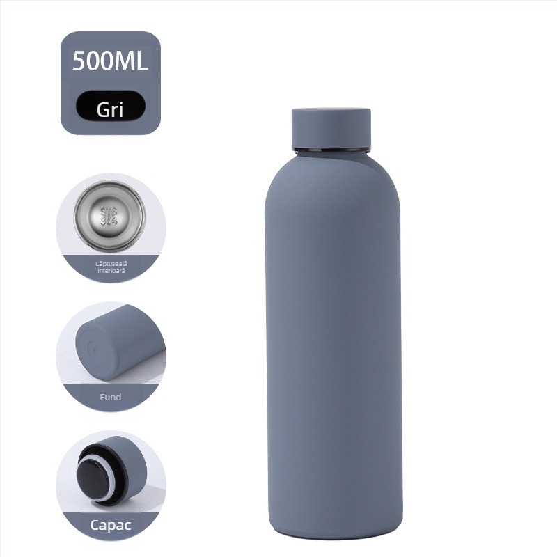 Sticlă sport cu gură mică cu vopsea din cauciuc, cupă vidată, vid dublu, sticlă de Coca-Cola din oțel inoxidabil 304, cană americană cu gură mică