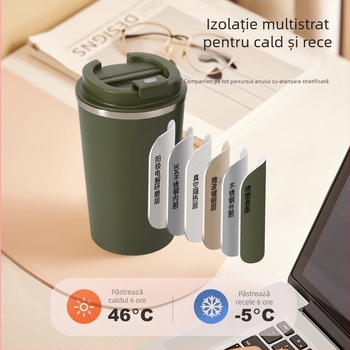 Cană de cafea cu afișaj inteligent pentru temperatură, modă transfrontalieră, cană izolatoare în vid din oțel inoxidabil 304, cană de apă portabilă pentru mașină