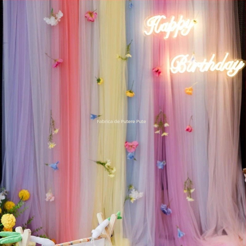 Voal cu dopamină, scenă de grădină Monet în aer liber, decorare de nuntă, voal colorat, voal, pânză de baldachin