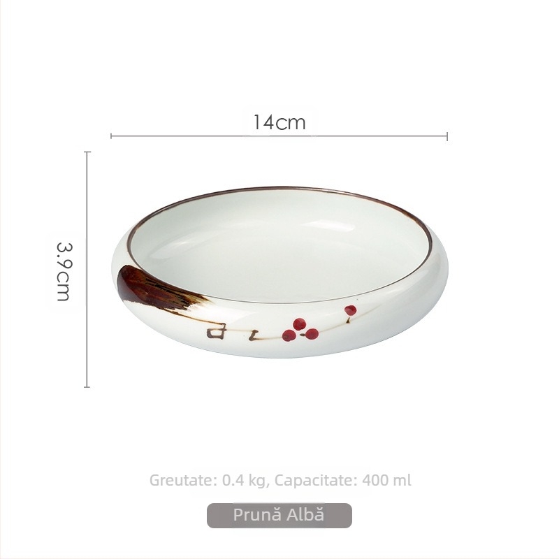 Tacâmuri ceramice în stil japonez Meiguang, farfurie rotundă adâncă de 6 inch, farfurie pentru kimchi sushi în stil coreean, tacâmuri reci