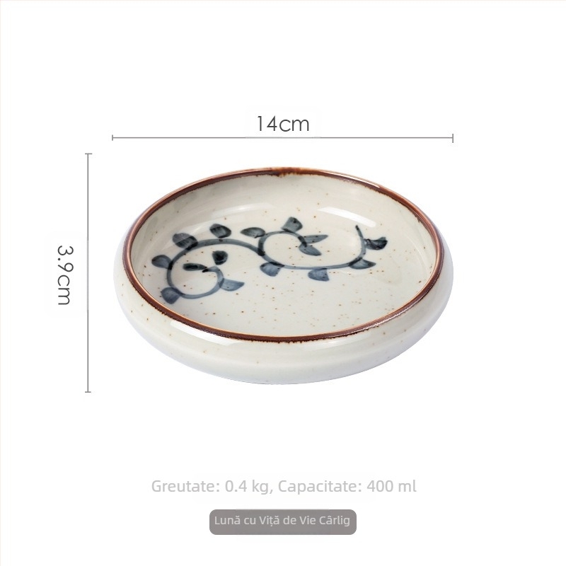 Tacâmuri ceramice în stil japonez Meiguang, farfurie rotundă adâncă de 6 inch, farfurie pentru kimchi sushi în stil coreean, tacâmuri reci
