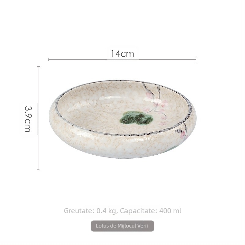 Tacâmuri ceramice în stil japonez Meiguang, farfurie rotundă adâncă de 6 inch, farfurie pentru kimchi sushi în stil coreean, tacâmuri reci