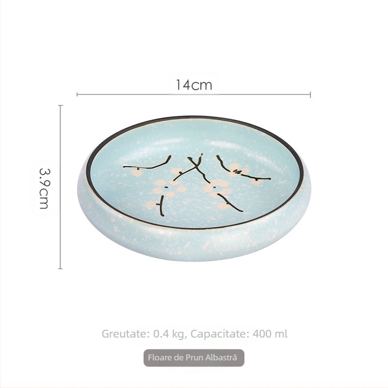Tacâmuri ceramice în stil japonez Meiguang, farfurie rotundă adâncă de 6 inch, farfurie pentru kimchi sushi în stil coreean, tacâmuri reci
